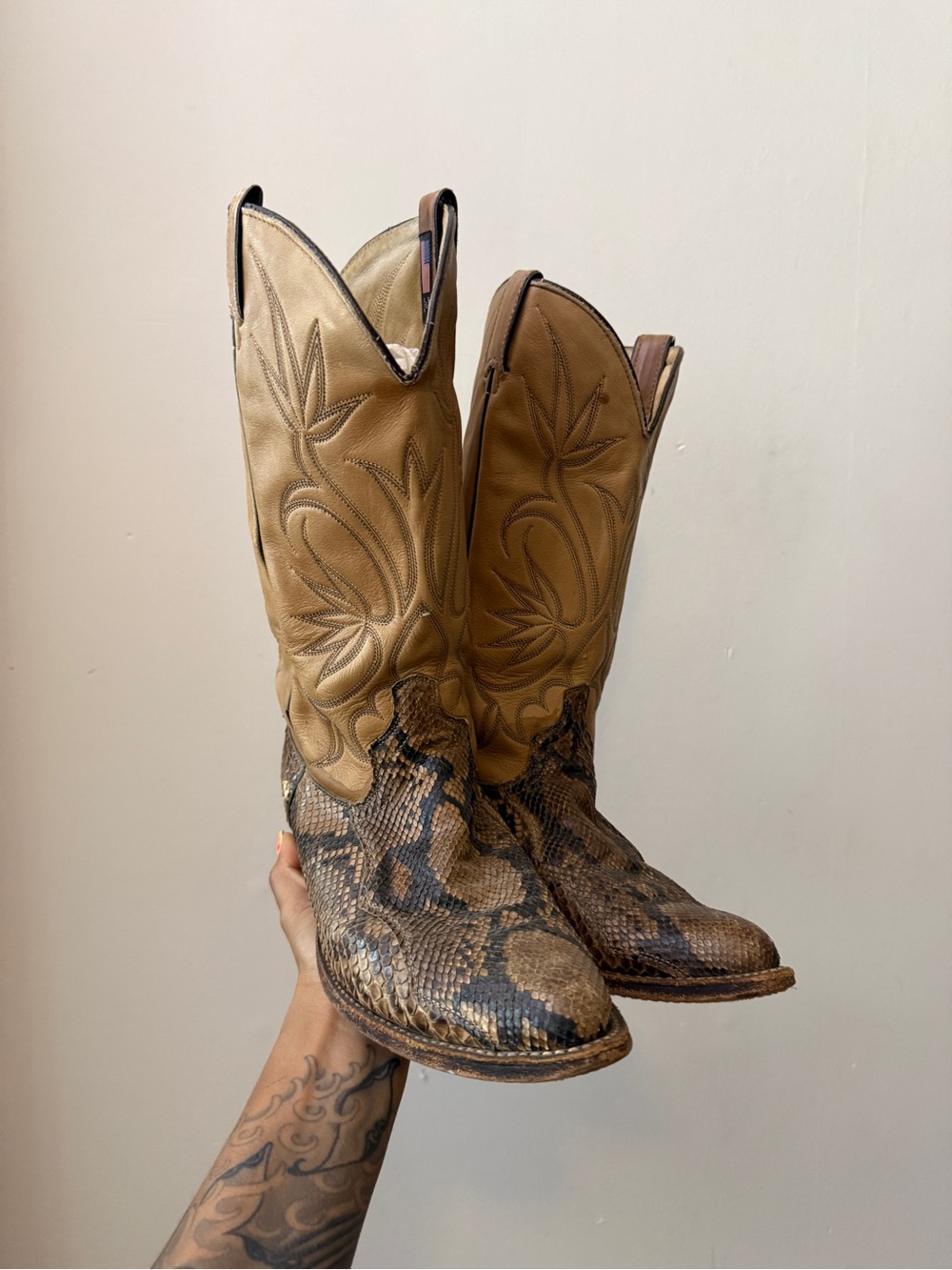 Vintage Python Snakeskin Cowboy Boots | USA Made - Picture 2 of 12